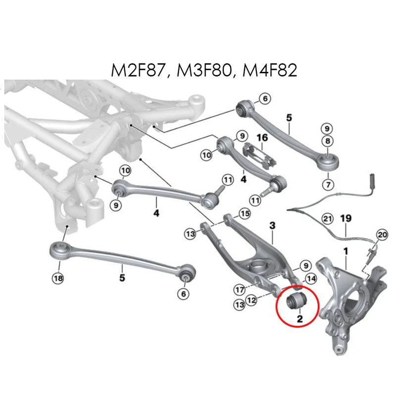 Millway Motorsport Uniball Rear Control Arm Outer Bushings (E9X M3, E82 1M, F8X/G8X M2/M3/M4, E8X/E9X 1/3 Series, F1X/F2X/F3X 1/2/3/4 Series, i8, Toyota Supra)
